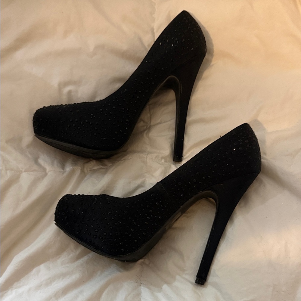Bakers Black Studded Heels